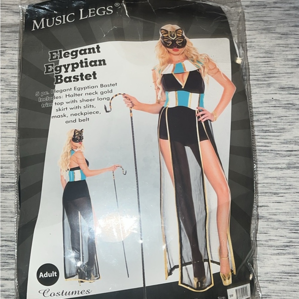 Music Legs Egyptian Bastet Costume with Black, Blue, and Gold